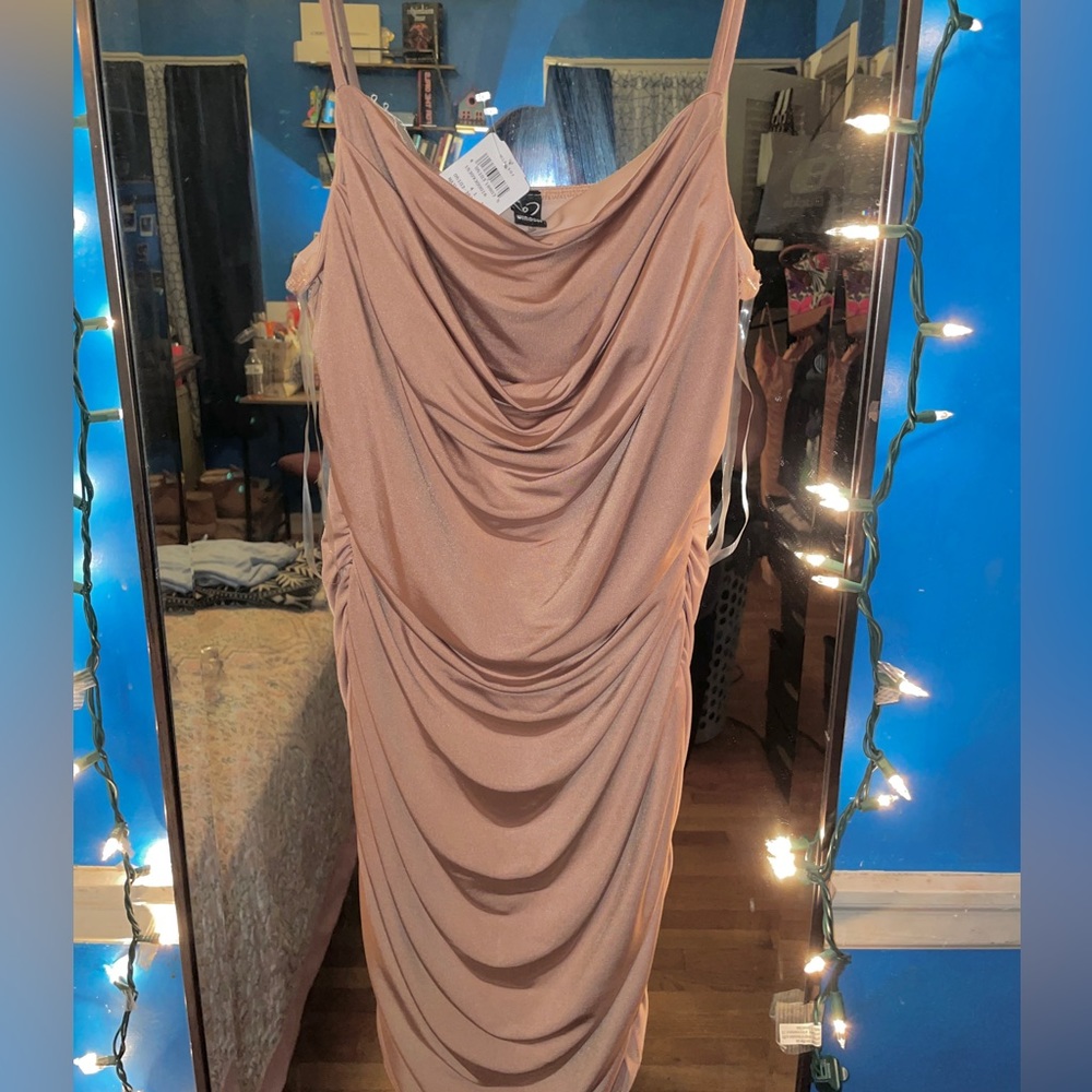 Windsor Mini Bodycon Dress | Size: L | Color:Tan/Beige | BRANDNEW!